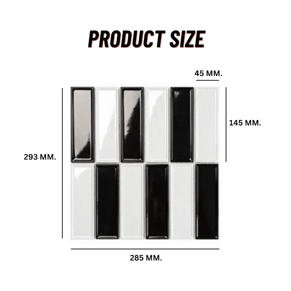 โมเสค TIMELESS TILES รุ่น BAR 29.3X28.5 ซม. สีขาวดำ ผิวเงา_1